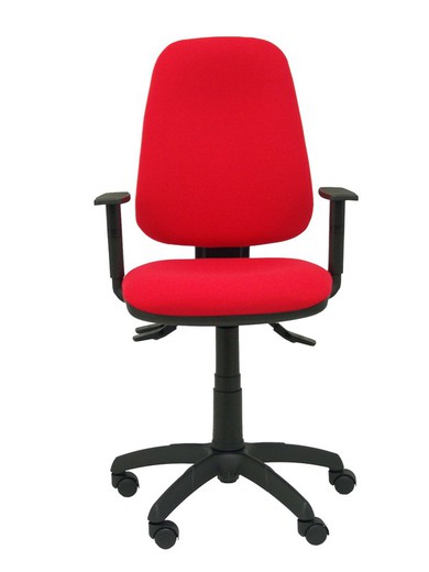 Modelo Sierra S - Silla de oficina ergonómica con mecanismo asincro y regulable en altura - Asiento y tejido tapizado en tejido BALI color rojo. Base de poliamida en color negro. (BRAZOS REGULABLES INCLUIDOS)