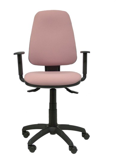 Modelo Sierra S - Silla de oficina ergonómica con mecanismo asincro y regulable en altura - Asiento y tejido tapizado en tejido BALI color rosa. Base de poliamida en color negro. (BRAZOS REGULABLES INCLUIDOS)