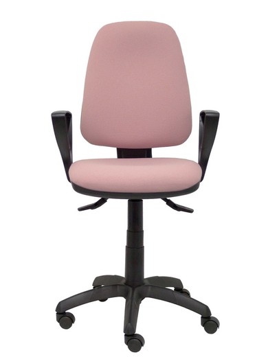 Modelo Sierra S - Silla de oficina ergonómica con mecanismo asincro y regulable en altura - Asiento y tejido tapizado en tejido BALI color rosa (BRAZOS FIJOS INCLUIDOS)