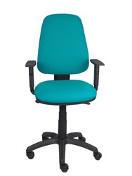 Modelo Sierra S - Silla de oficina ergonómica con mecanismo asincro y regulable en altura - Asiento y tejido tapizado en tejido BALI color turquesa. Base de poliamida en color negro. (BRAZOS REGULABLES INCLUIDOS)