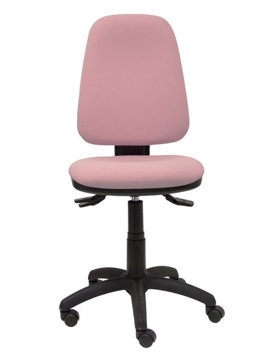 Modelo Sierra S - Silla de oficina ergonómica con mecanismo asincro y regulable en altura. Base de poliamida de color negro - Asiento y respaldo tapizados en tejido BALI color rosa.