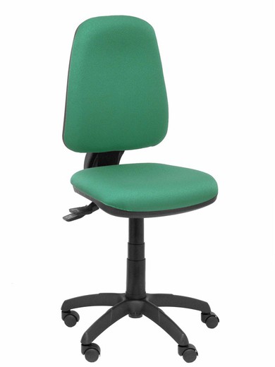 Modelo Sierra S - Silla de oficina ergonómica con mecanismo asincro y regulable en altura. Base de poliamida de color negro - Asiento y respaldo tapizados en tejido BALI color verde esmeralda.