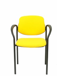 Modelo Styl - Silla confidente de 4 patas, con brazos y estructrua negra - Asiento y respaldo tapizados en tejido BALI color amarillo