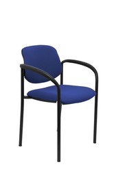 Modelo Styl - Silla confidente de 4 patas, con brazos y estructrua negra - Asiento y respaldo tapizados en tejido BALI color azul