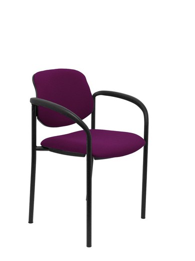 Modelo Styl - Silla confidente de 4 patas, con brazos y estructrua negra - Asiento y respaldo tapizados en tejido BALI color morado