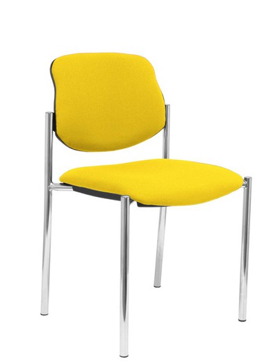 Modelo Styl - Silla confidente de 4 patas y estructrua cromada - Asiento y respaldo tapizados en tejido BALI color amarillo