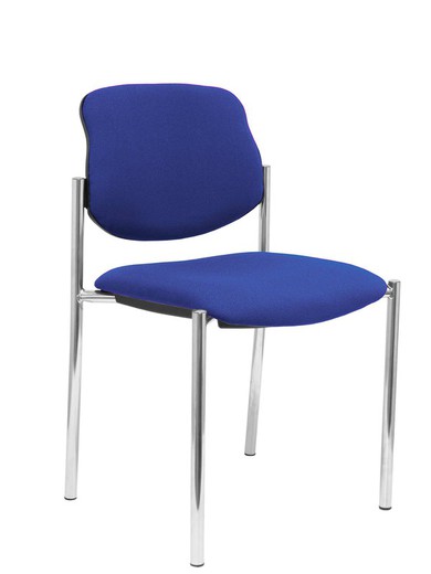 Modelo Styl - Silla confidente de 4 patas y estructrua cromada - Asiento y respaldo tapizados en tejido BALI color azul