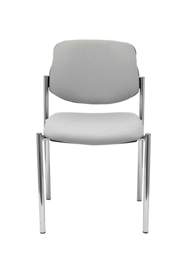 Modelo Styl - Silla confidente de 4 patas y estructrua cromada - Asiento y respaldo tapizados en tejido BALI color gris