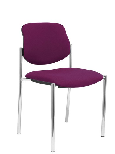 Modelo Styl - Silla confidente de 4 patas y estructrua cromada - Asiento y respaldo tapizados en tejido BALI color morado