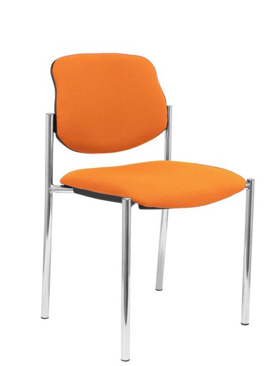 Modelo Styl - Silla confidente de 4 patas y estructrua cromada - Asiento y respaldo tapizados en tejido BALI color naranja