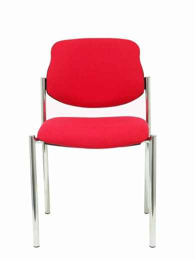 Modelo Styl - Silla confidente de 4 patas y estructrua cromada - Asiento y respaldo tapizados en tejido BALI color rojo