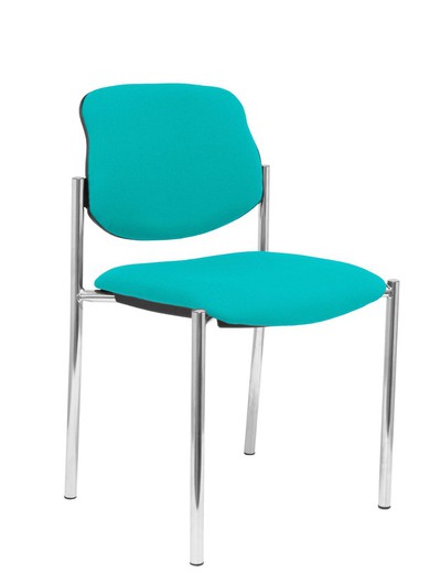 Modelo Styl - Silla confidente de 4 patas y estructrua cromada - Asiento y respaldo tapizados en tejido BALI color turquesa