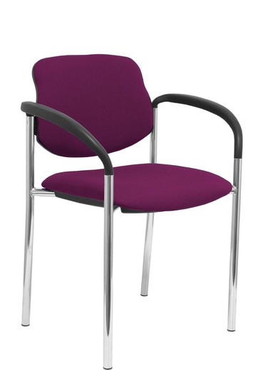 Modelo Styl - Silla confidente de 4 patas y estructrua cromada con brazos - Asiento y respaldo tapizados en tejido BALI color morado