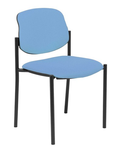 Modelo Styl - Silla confidente de 4 patas y estructrua negra - Asiento y respaldo tapizados en tejido BALI color azul cielo.