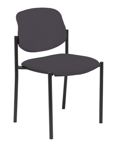 Modelo Styl - Silla confidente de 4 patas y estructrua negra - Asiento y respaldo tapizados en tejido BALI color gris oscuro.