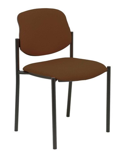 Modelo Styl - Silla confidente de 4 patas y estructrua negra - Asiento y respaldo tapizados en tejido BALI color marrón oscuro.