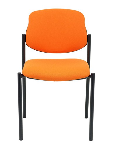 Modelo Styl - Silla confidente de 4 patas y estructrua negra - Asiento y respaldo tapizados en tejido BALI color naranja