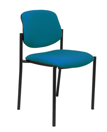 Modelo Styl - Silla confidente de 4 patas y estructrua negra - Asiento y respaldo tapizados en tejido BALI color verde petróleo.