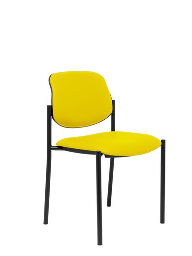 Modelo Styl - Silla confidente de 4 patas y estructrua negra - Asiento y respaldo tapizados en tejido Similpiel color amarillo