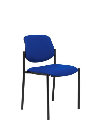 Modelo Styl - Silla confidente de 4 patas y estructrua negra - Asiento y respaldo tapizados en tejido Similpiel color azul