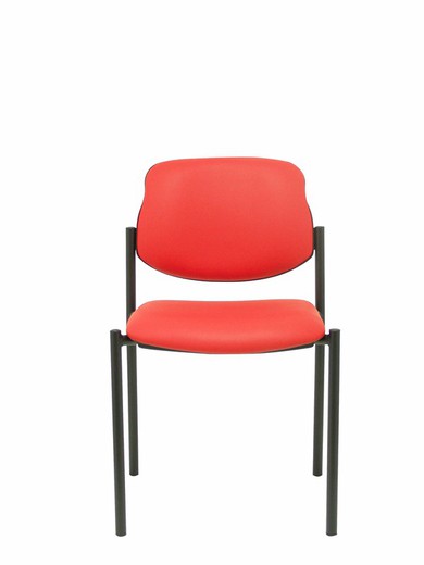 Modelo Styl - Silla confidente de 4 patas y estructrua negra - Asiento y respaldo tapizados en tejido Similpiel color rojo