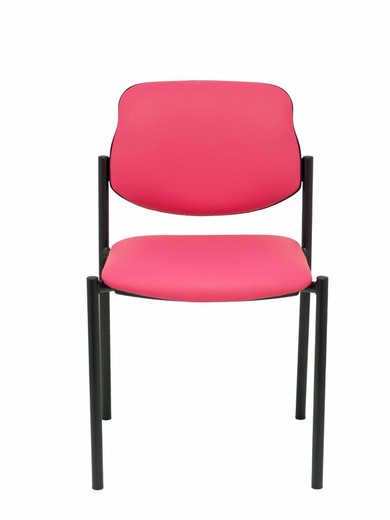 Modelo Styl - Silla confidente de 4 patas y estructrua negra - Asiento y respaldo tapizados en tejido Similpiel color rosa