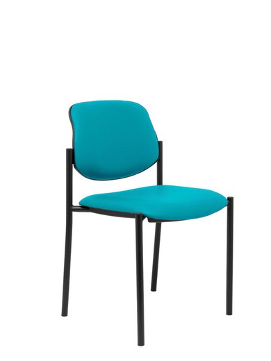 Modelo Styl - Silla confidente de 4 patas y estructrua negra - Asiento y respaldo tapizados en tejido Similpiel color verde