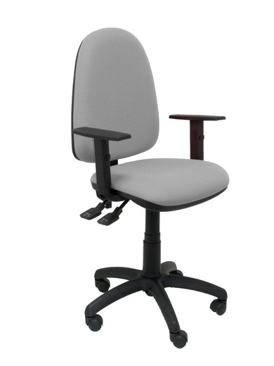 Modelo Tribaldos - Silla de oficina con mecanismo de contacto permanente de doble maneta y regulable en altura - Asiento y respaldo tapizados en tejido BALI color gris claro (BRAZOS REGULABLES INCLUIDOS)