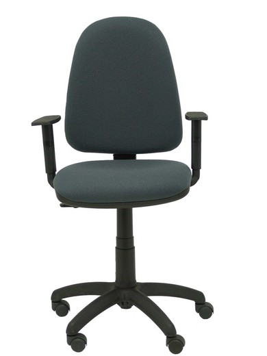 Modelo Tribaldos - Silla de oficina con mecanismo de contacto permanente de doble maneta y regulable en altura - Asiento y respaldo tapizados en tejido BALI color gris oscuro (BRAZOS REGULABLES INCLUIDOS)