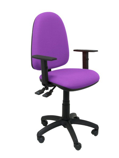 Modelo Tribaldos - Silla de oficina con mecanismo de contacto permanente de doble maneta y regulable en altura - Asiento y respaldo tapizados en tejido BALI color lila (BRAZOS REGULABLES INCLUIDOS)