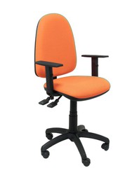 Modelo Tribaldos - Silla de oficina con mecanismo de contacto permanente de doble maneta y regulable en altura - Asiento y respaldo tapizados en tejido BALI color naranja (BRAZOS REGULABLES INCLUIDOS)