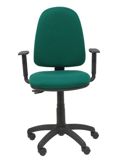 Modelo Tribaldos - Silla de oficina con mecanismo de contacto permanente de doble maneta y regulable en altura - Asiento y respaldo tapizados en tejido BALI color verde botella (BRAZOS REGULABLES INCLUIDOS)