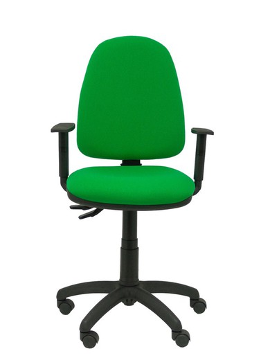 Modelo Tribaldos - Silla de oficina con mecanismo de contacto permanente de doble maneta y regulable en altura - Asiento y respaldo tapizados en tejido BALI color verde (BRAZOS REGULABLES INCLUIDOS)