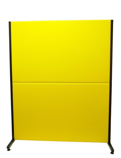 Modelo Valdeganga - Biombo separador para oficinas y centros de trabajo, desmontable y con estructura de color negro - Tapizado en similpiel color amarillo