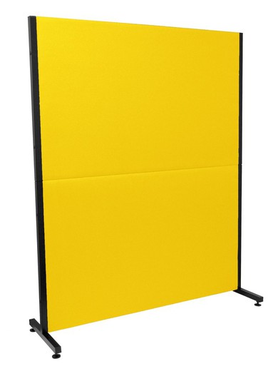 Modelo Valdeganga - Biombo separador para oficinas y centros de trabajo, desmontable y con estructura de color negro - Tapizado en tejido BALI color amarillo