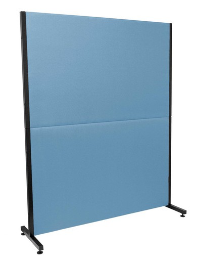 Modelo Valdeganga - Biombo separador para oficinas y centros de trabajo, desmontable y con estructura de color negro - Tapizado en tejido BALI color azul cielo