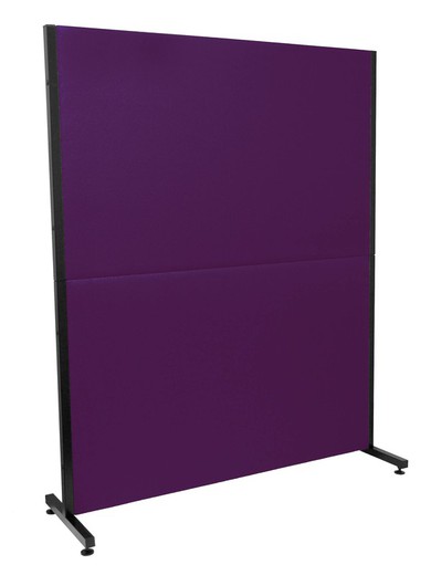 Modelo Valdeganga - Biombo separador para oficinas y centros de trabajo, desmontable y con estructura de color negro - Tapizado en tejido BALI color morado