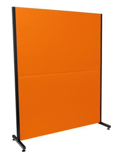 Modelo Valdeganga - Biombo separador para oficinas y centros de trabajo, desmontable y con estructura de color negro - Tapizado en tejido BALI color naranja