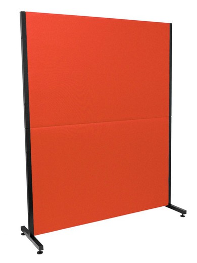 Modelo Valdeganga - Biombo separador para oficinas y centros de trabajo, desmontable y con estructura de color negro - Tapizado en tejido BALI color naranja oscuro.