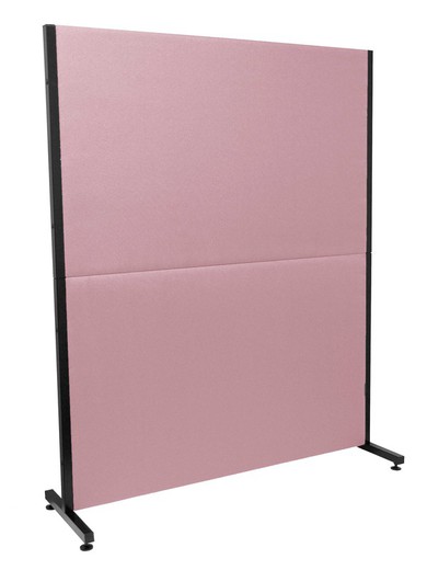 Modelo Valdeganga - Biombo separador para oficinas y centros de trabajo, desmontable y con estructura de color negro - Tapizado en tejido BALI color rosa