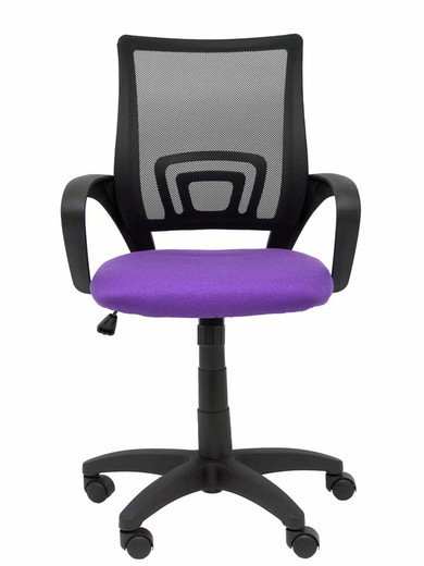 Modelo Vianos - Silla de oficina ergonómica con mecanismo basculante y regulable en altura - Respaldo de malla en color negro y asiento tapizado en tejido bali color lila