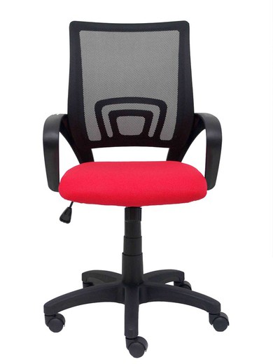 Modelo Vianos - Silla de oficina ergonómica con mecanismo basculante y regulable en altura - Respaldo de malla en color negro y asiento tapizado en tejido bali color pistacho.