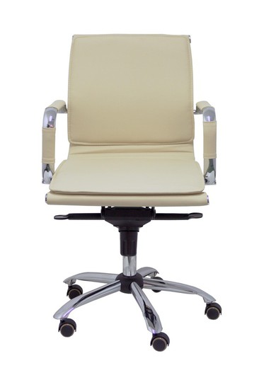 Modelo Yeste confidente - Sillón de oficina ergonómico confidente/espera con mecanismo basculante multiposición y regulable en altura - Asiento y respaldo tapizados en similpiel color crema