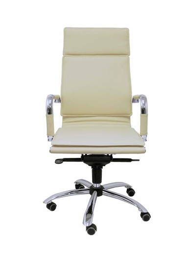 Modelo Yeste - Sillón de oficina ergonómico confidente/espera con mecanismo basculante multiposición y regulable en altura - Asiento y respaldo tapizados en similpiel color crema