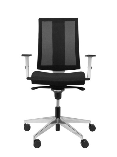 NOWYSTYL Modelo So-One - Silla operativa con mecanismo sincro y brazos regulables 4D - Respaldo tapizado con reposacabezas tapizado y lumbar regulable. Asiento tapizado en tejido Era en color azul con lateral en gris oscuro.