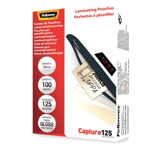 Pack 100 Laminating Sleeves 125 microns Glossy 54x86mm