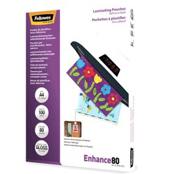 Pack 100 Laminating Sleeves 80 microns Adhesive A4