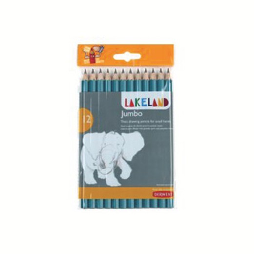 Pack 12 lápices de grafito Derwent Lakeland punta HB tamaño jumbo