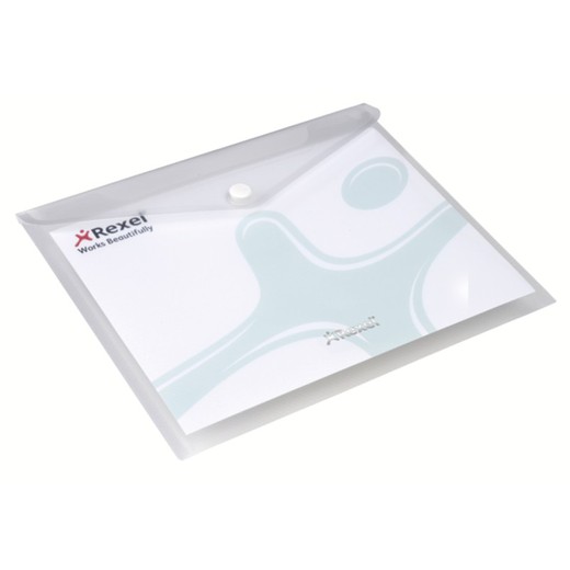 Pack of 5 Rexel ICE DIN A5 snap envelopes, transparent