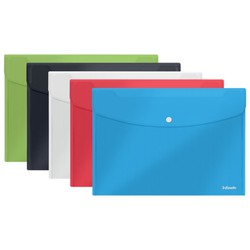 Pakke 5 kuverter med Esselte Vivida klik. PP. DIN A4/folio. Assorterede farver